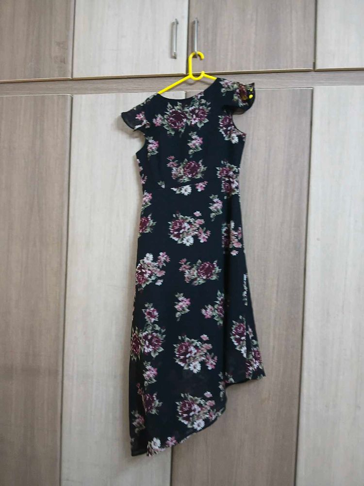 Floral Print Asymmetrical Dress back also posted