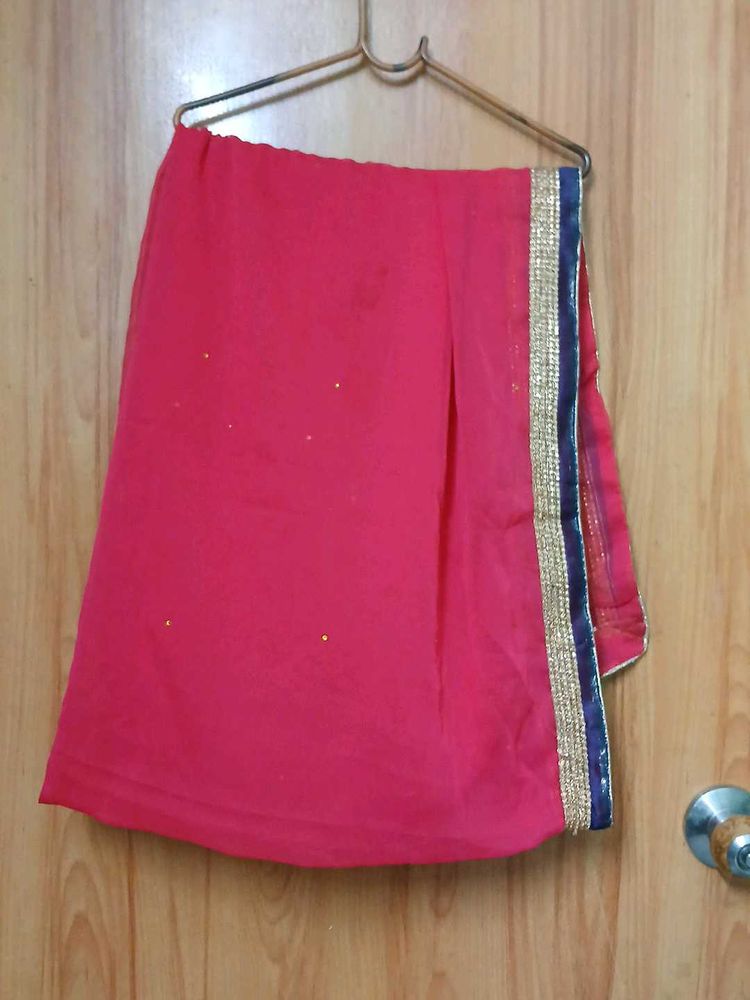 Pink Dupatta with Gold Trim