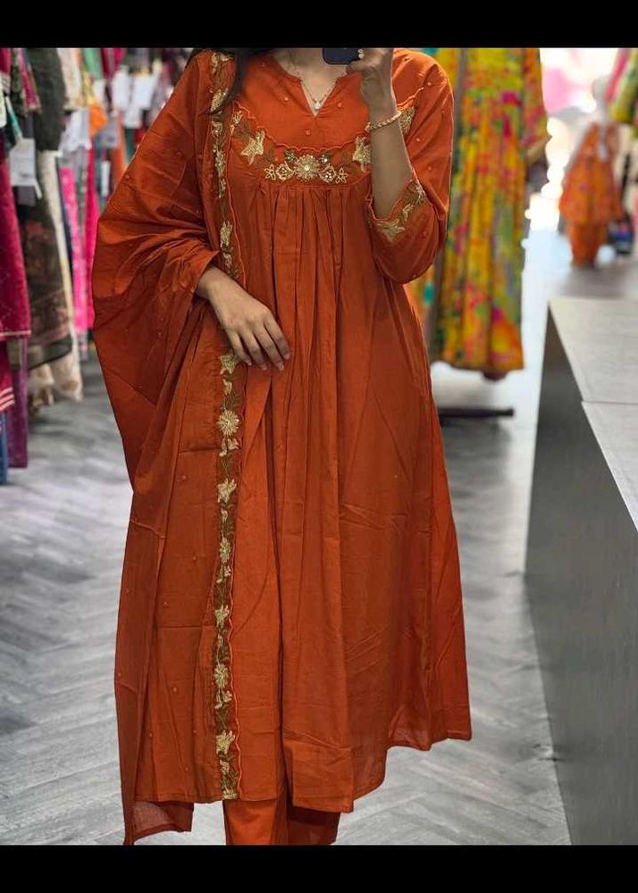 Orange Coloured A Line Kurta Set