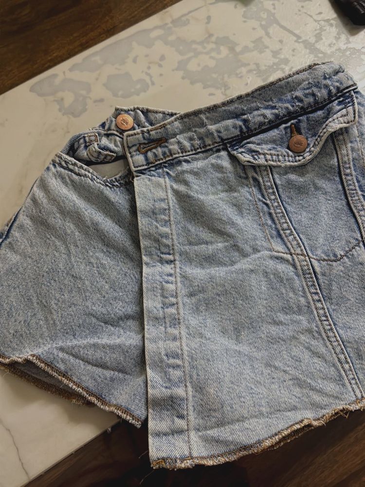 Washed Denim Skirt
