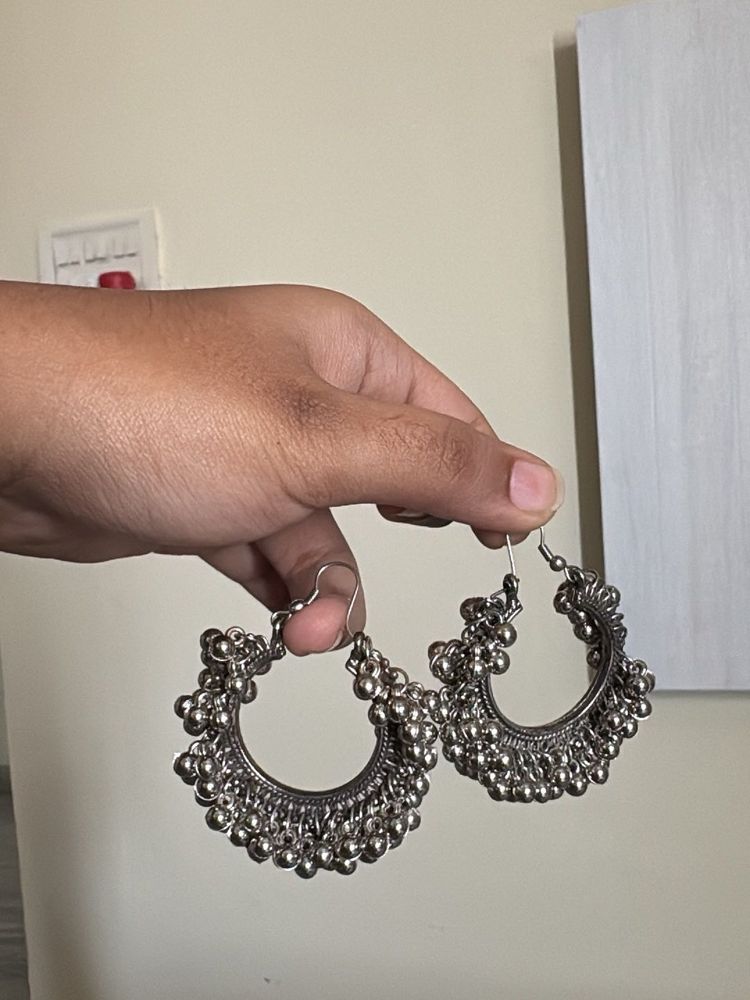 Boho Jhumka Earrings with Beads