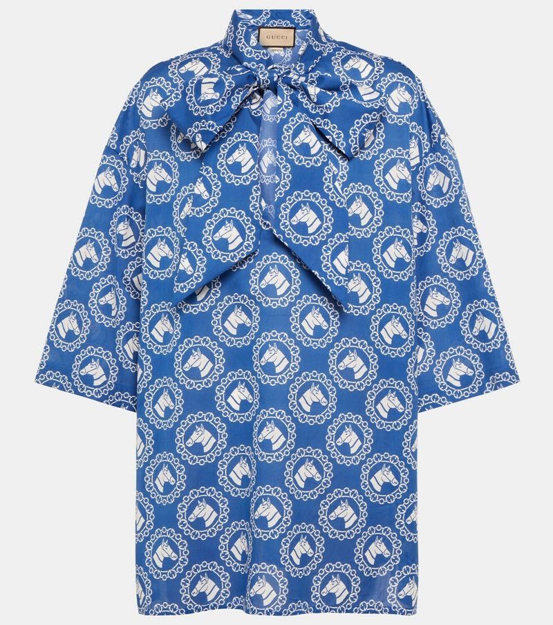Authentic Gucci Horse Print Silk Shirt