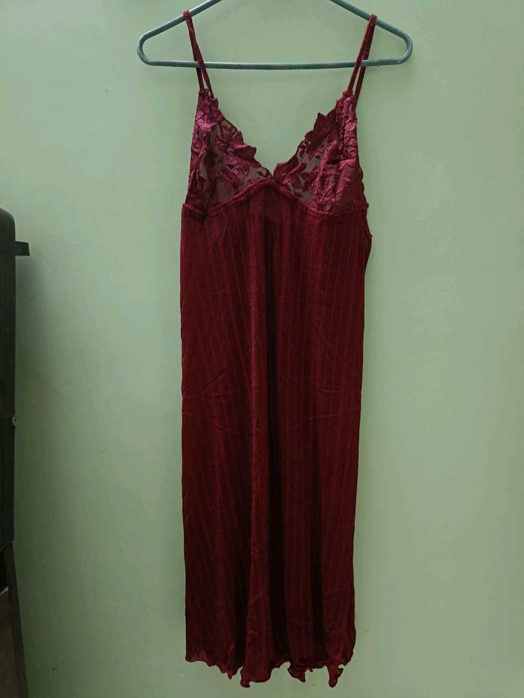 Sexy Transparent Maroon Nighty