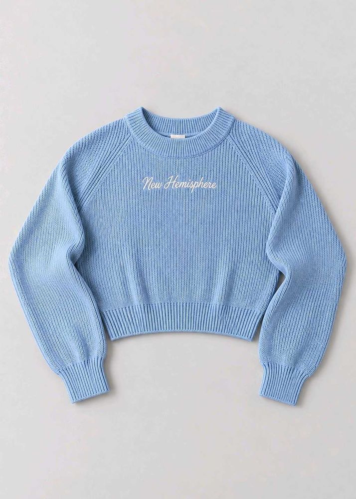 BABY BLUE CROPPED KNIT SWEATER