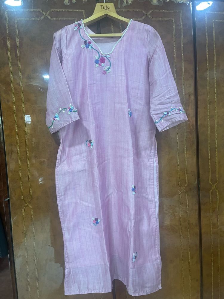Pink Embroidered Kurta