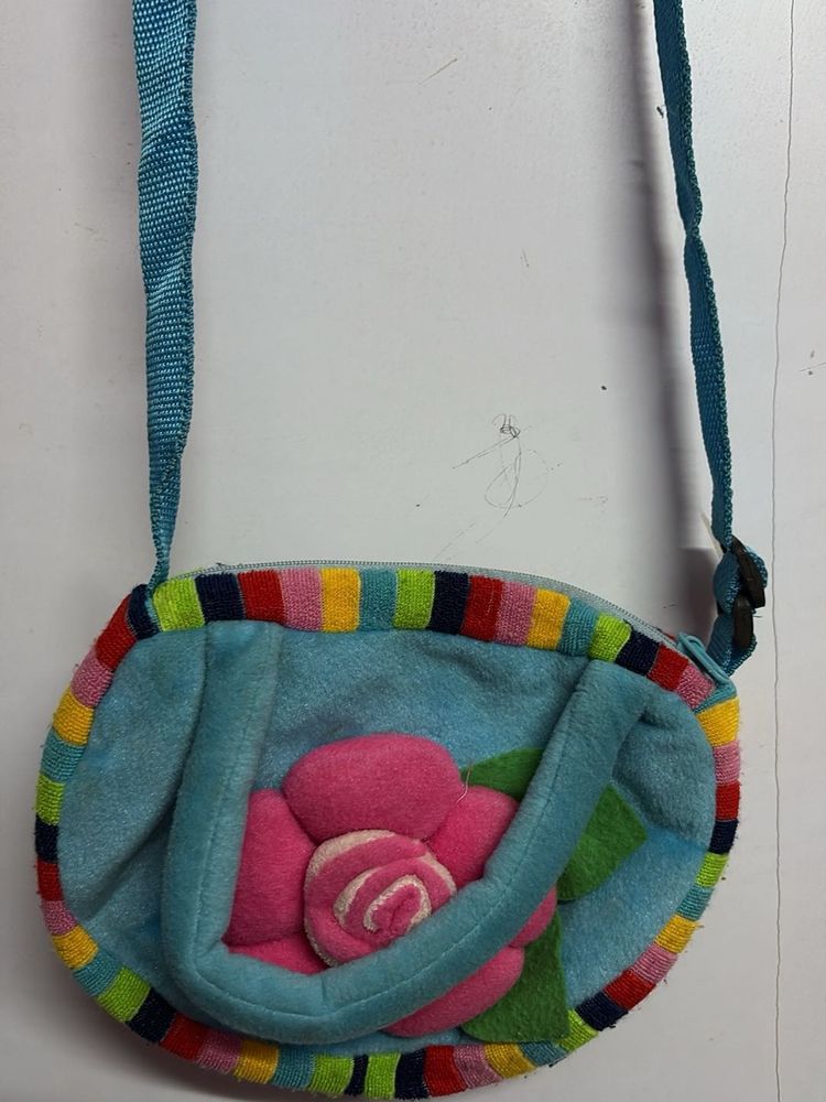 Cute Blue Floral Sling Bag