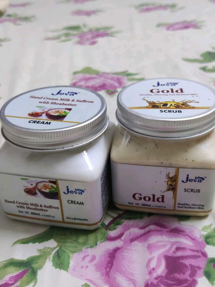 COMBO OFFER Jeva Cream &amp; Gold Scrub Set