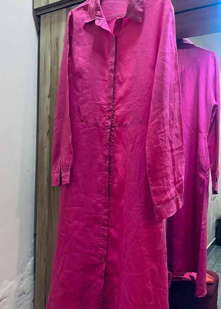 Duanghamol Pink shirt Dress with inner