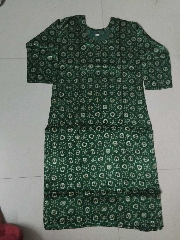 Green Printed Kurta