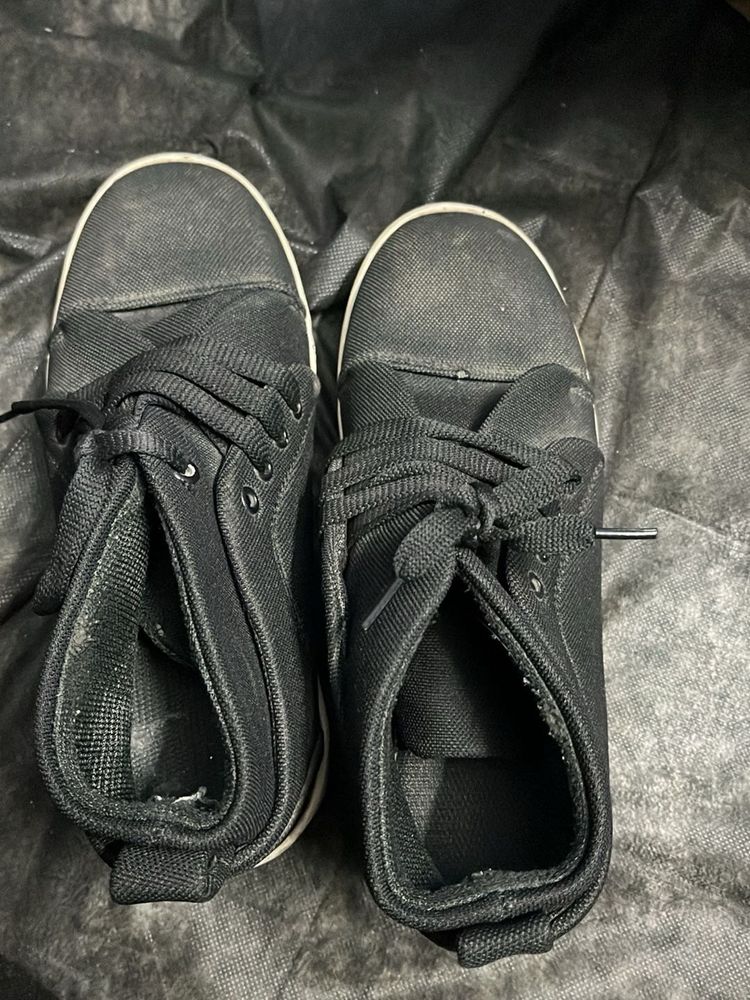 Black Canvas High-Top Sneakers