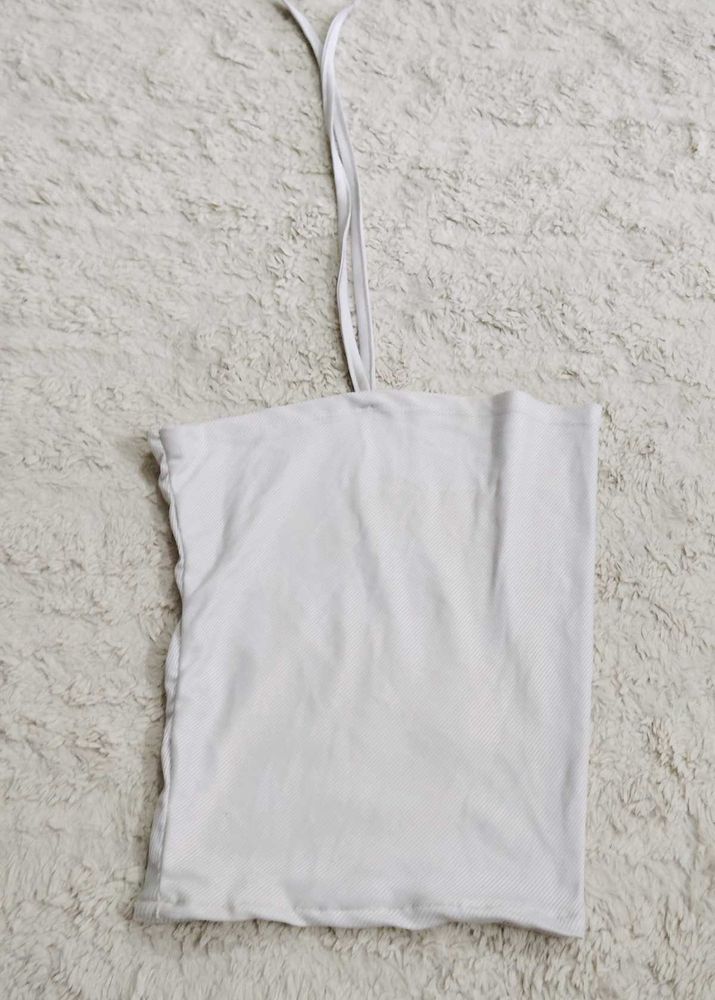 White Halter Neck Tube Top