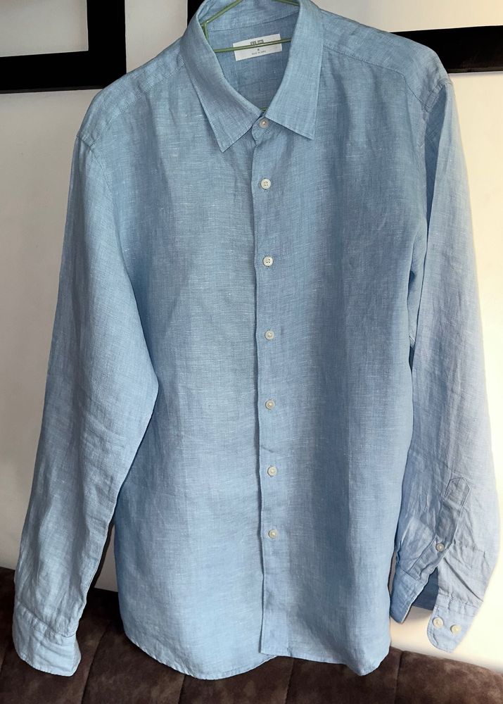 Uniqlo Light Blue Linen Shirt