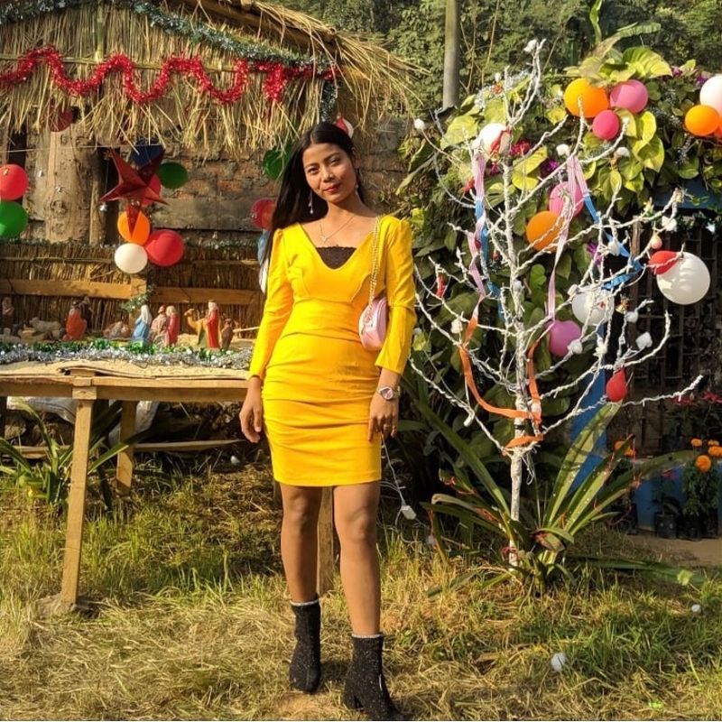 Yellow Shorts Bodycon Dress.M Size