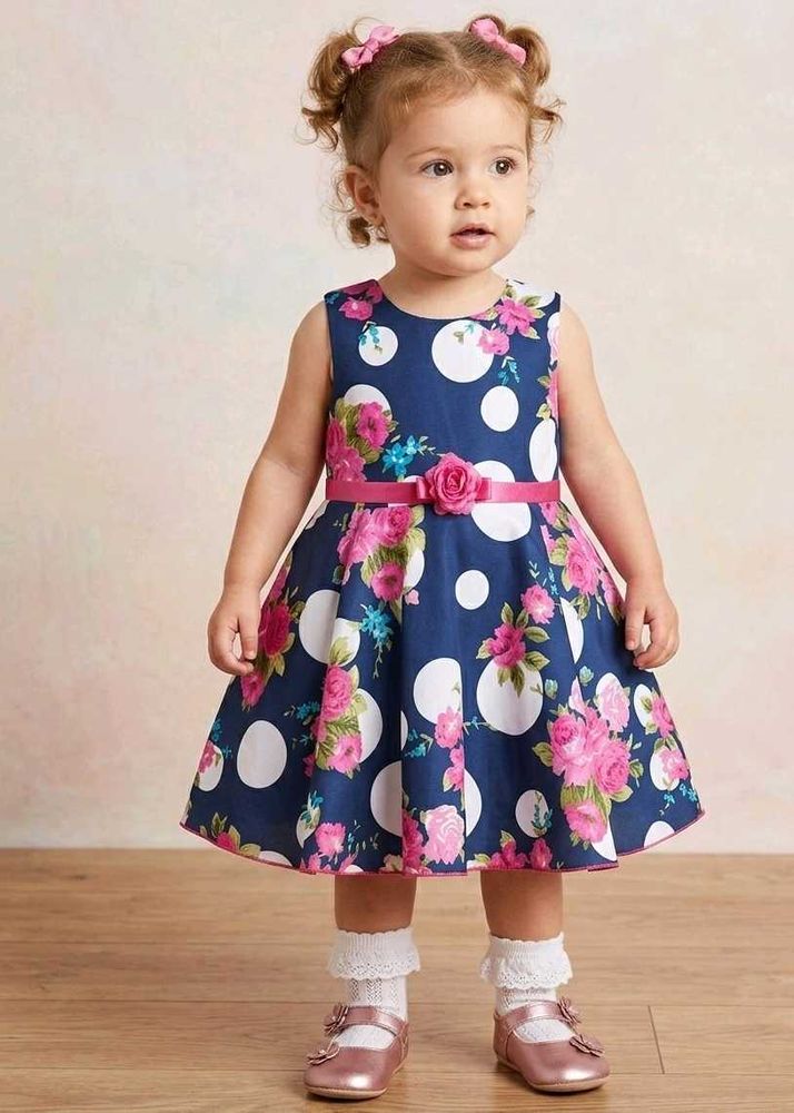 Navy Floral &amp; Polka Dot Dress
