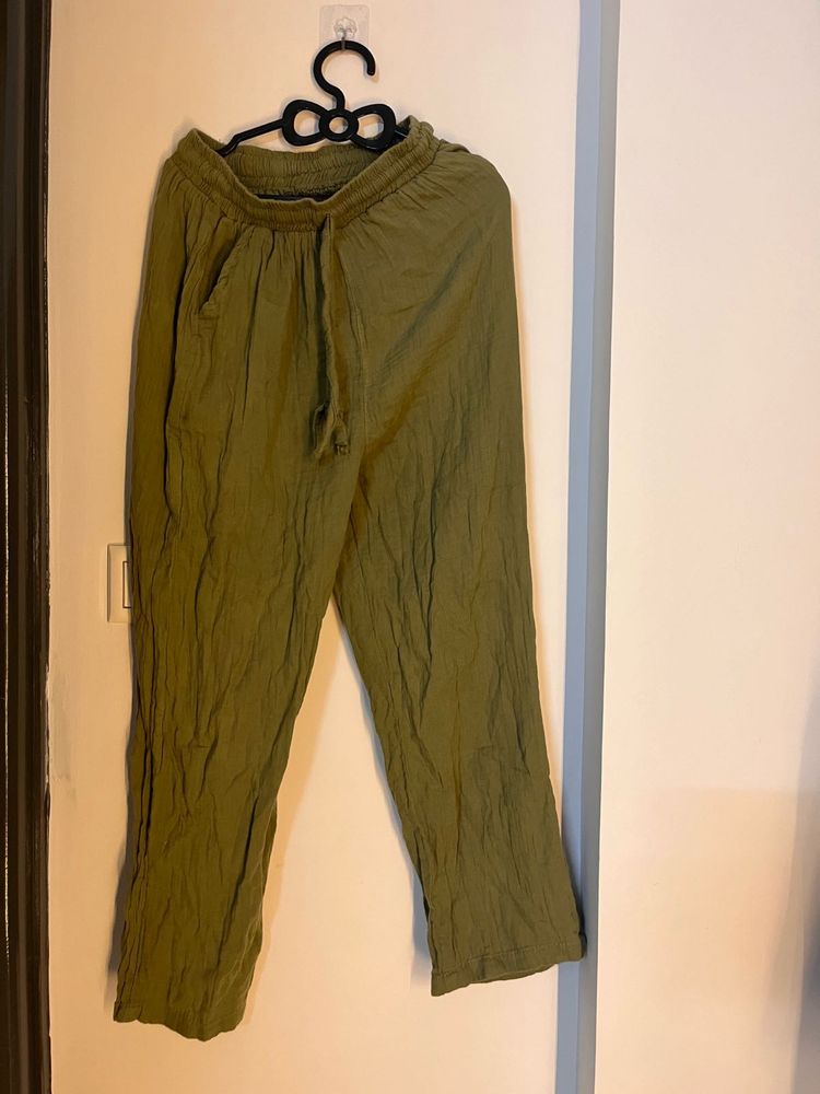 Olive Green Casual Pants