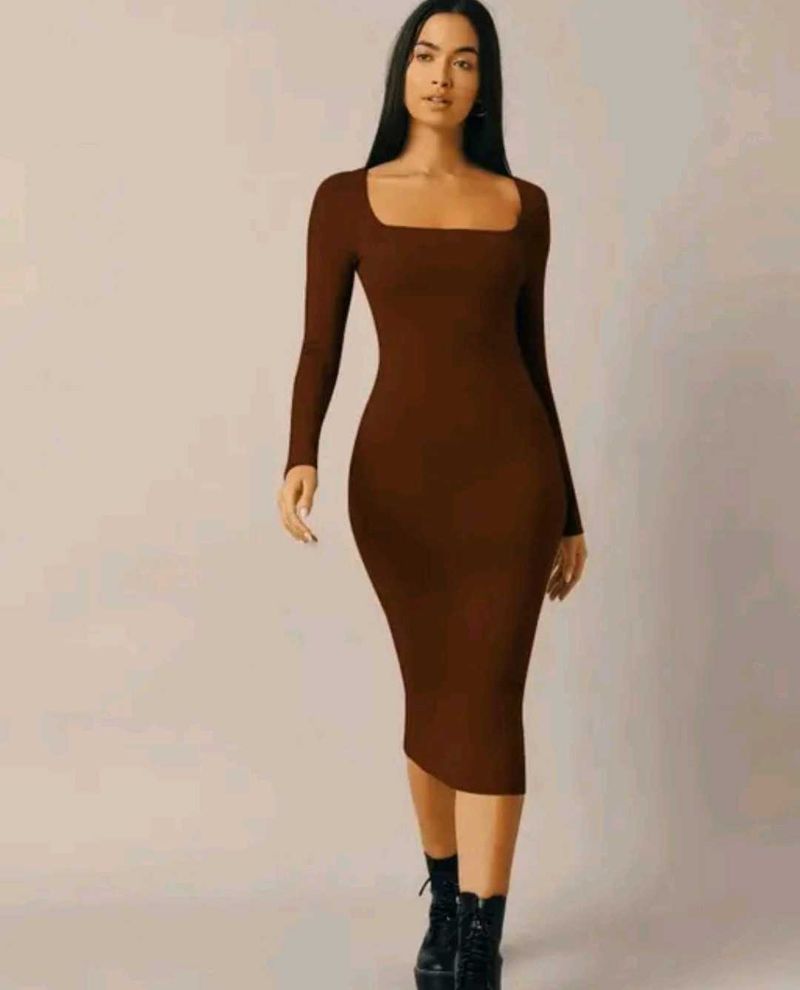 Chic Long Sleeve Square Neck Dress