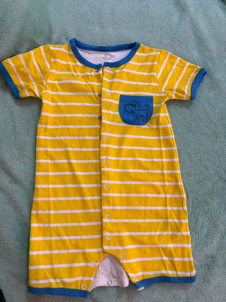 Baby Yellow Stripe Dog Romper