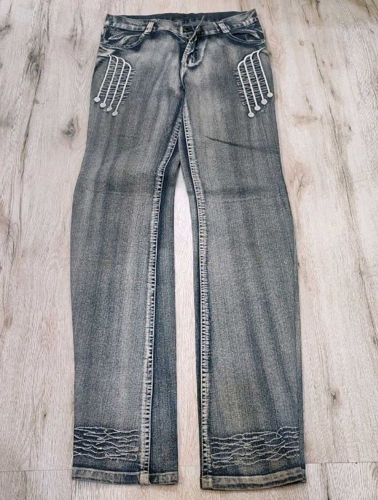 Stylish Embroidered Denim Jeans
