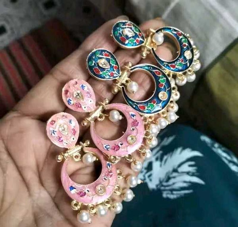 combo pack of 2 Purple Jhumka Blue Jhumkhas