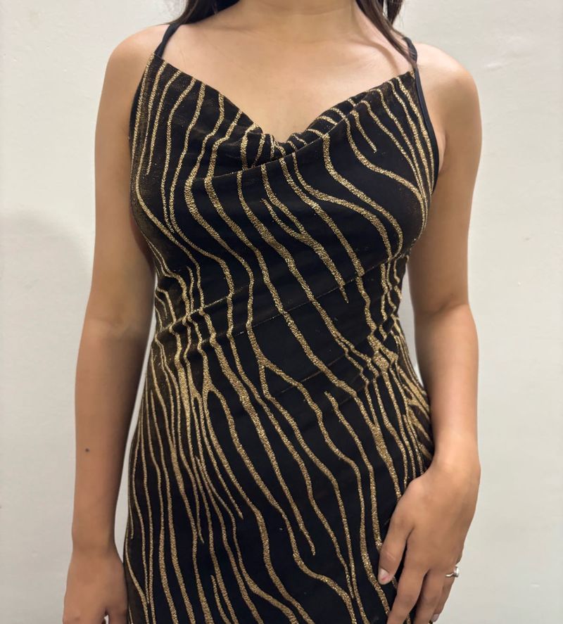 Sparkly Black &amp; Gold Zebra Print Dress