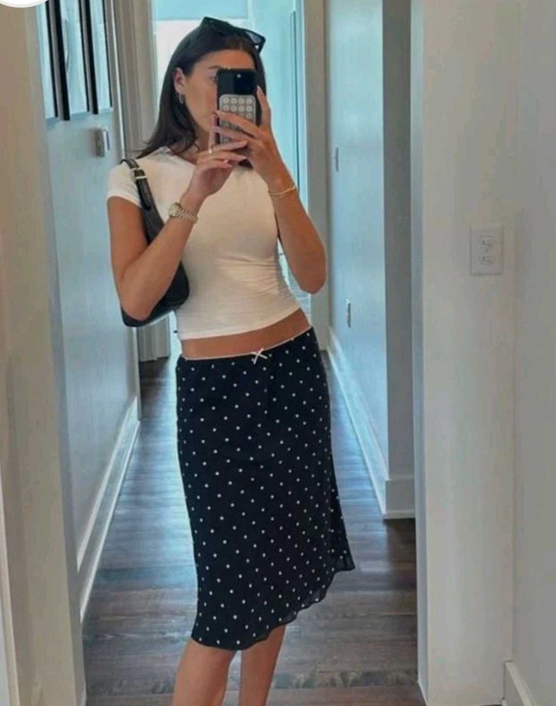 Chic Polka Dot Midi Skirt