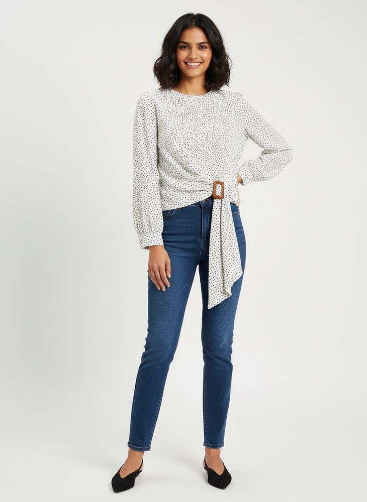 Stylish Polka Dot Wrap Top