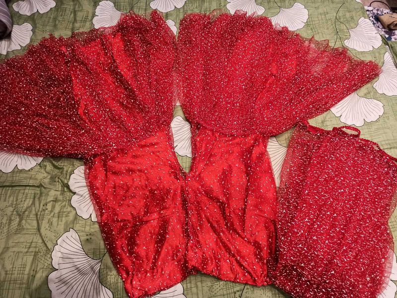 Red sharara set