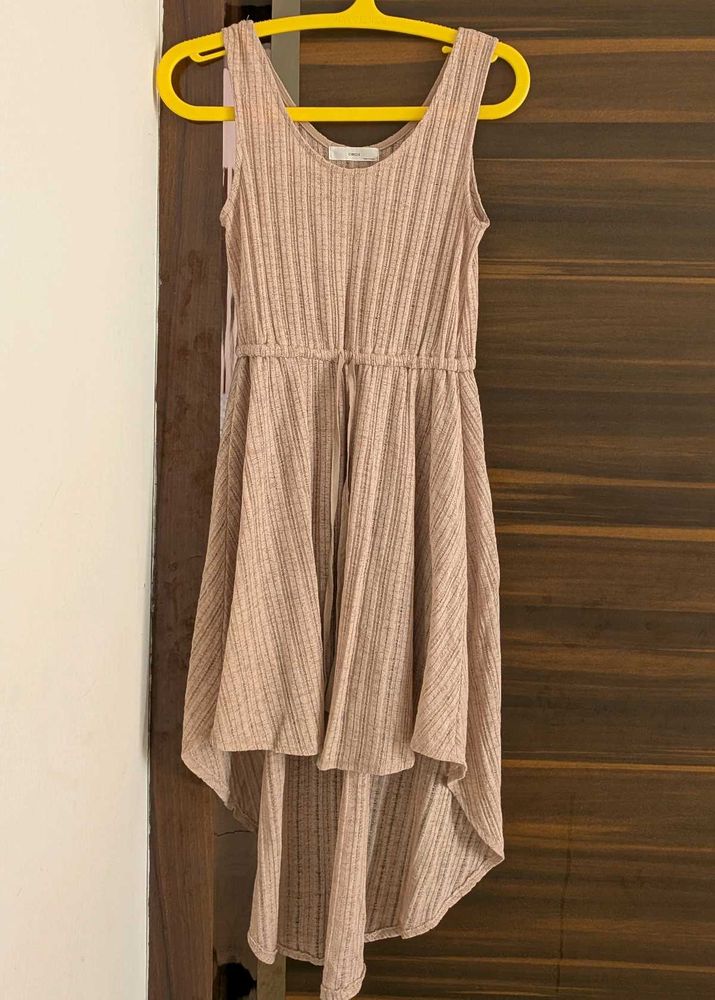 thrifted korean beige ribbed dress
