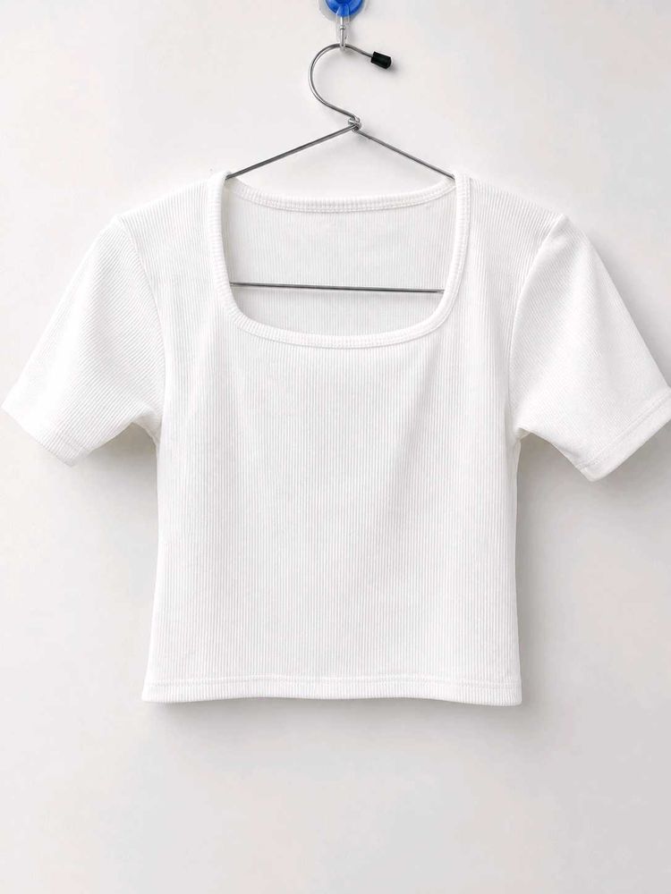 Basic White Square Neck Top
