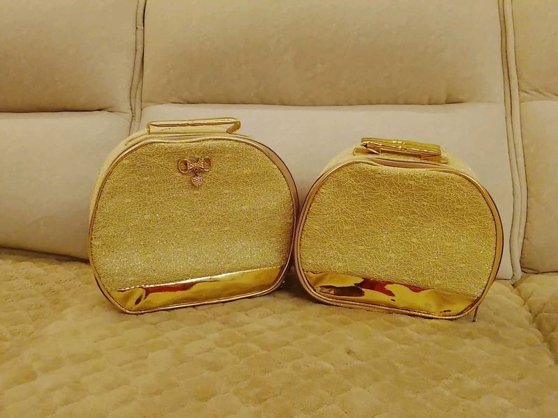Sparkly Gold Makeup or storage Bags - Set of 2