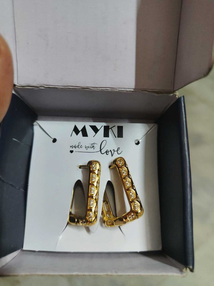 Anti Tarnish Gold Tone Triangle Earrings