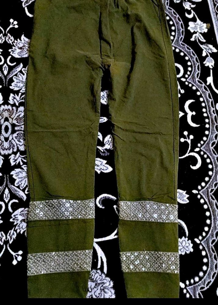 Olive Green Pants with Detail