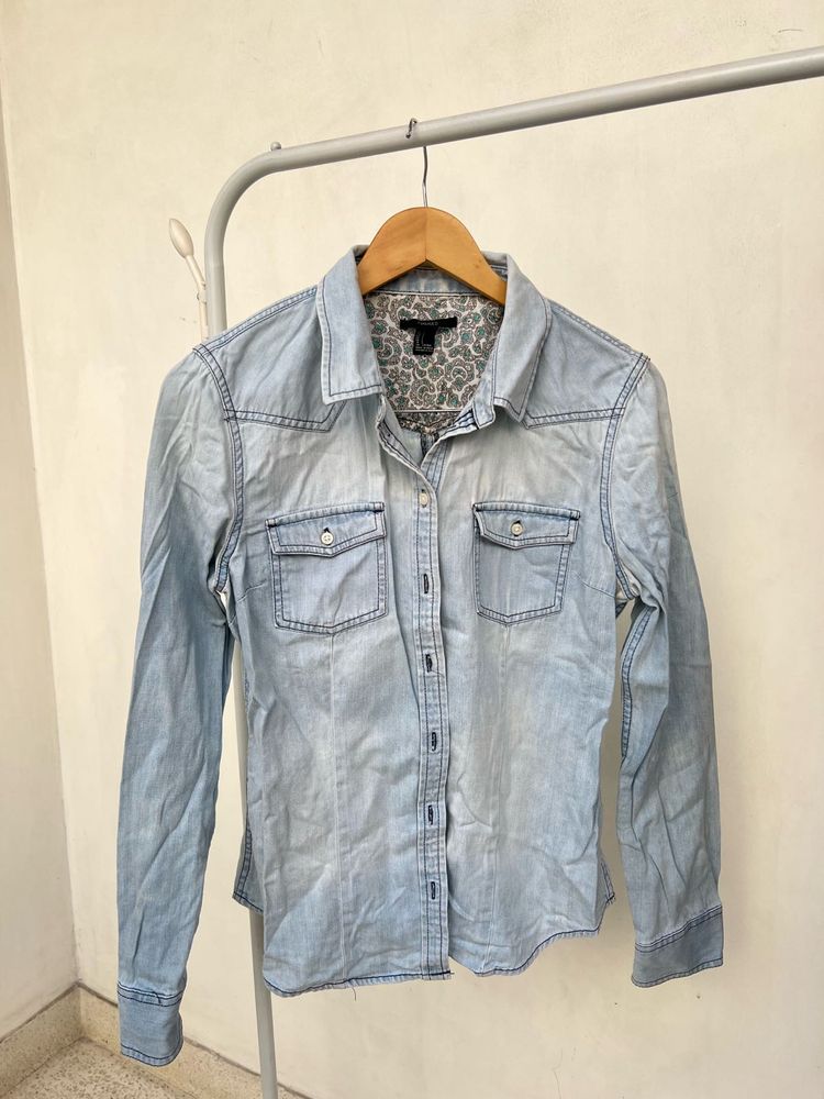 Light Wash Denim Button-Down Shirt