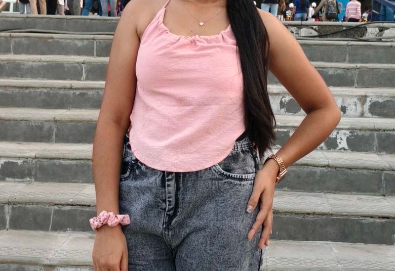 Cute Pink Halter Neck Top