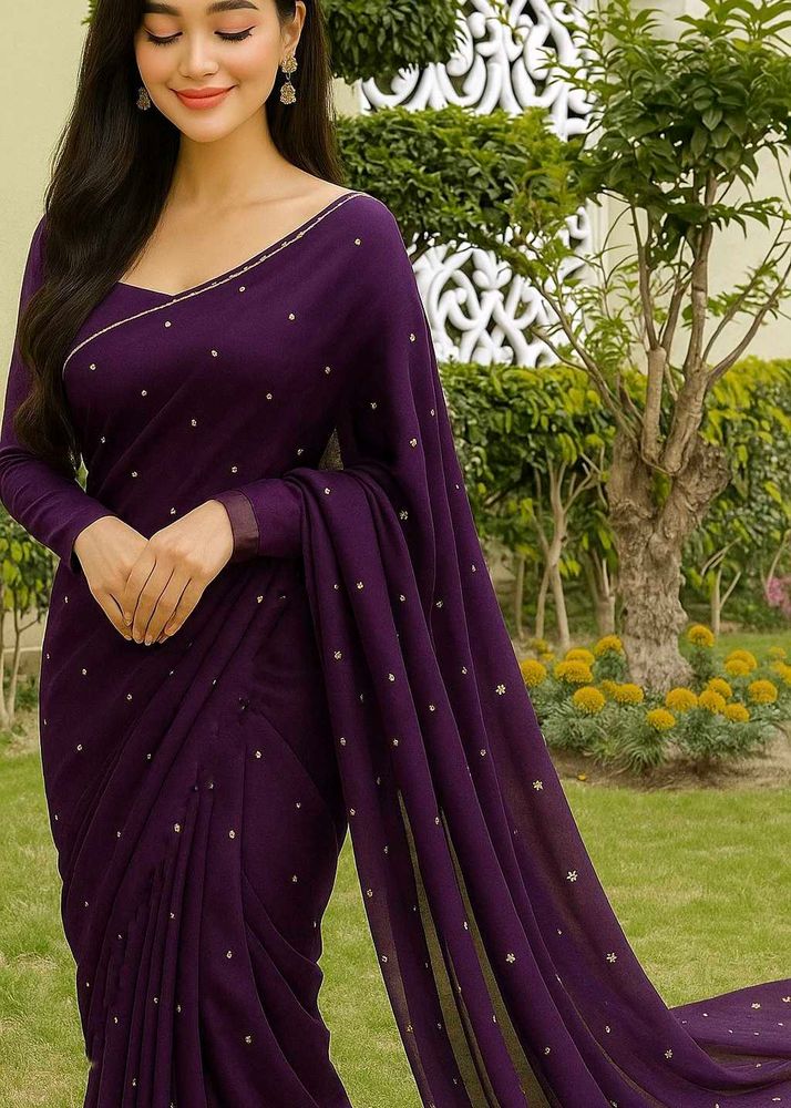 HAND MADE MIRROR WORK SAREE💜