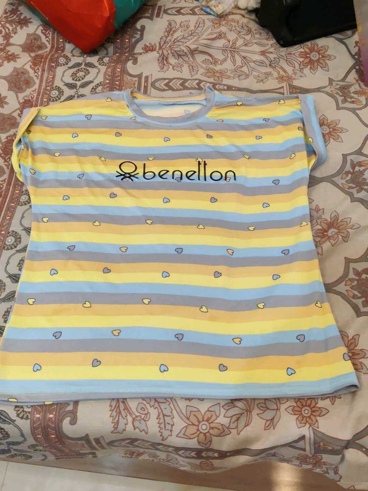 Benetton Striped Heart T-Shirt