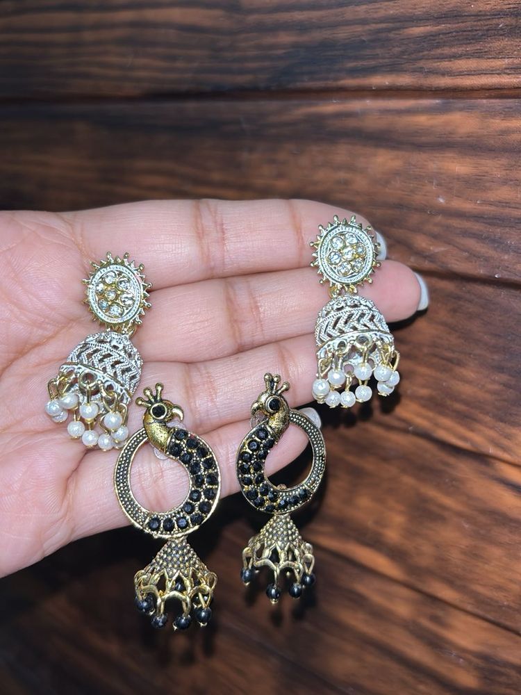 Peacock Design Jhumka Earrings