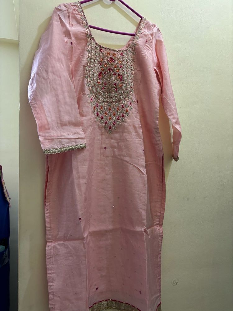 Embellished Pink Kurti Plazoo