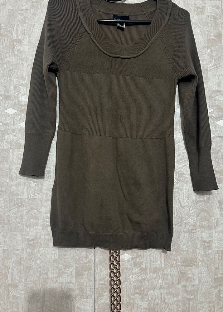 Mango Sweater In Olive Colour