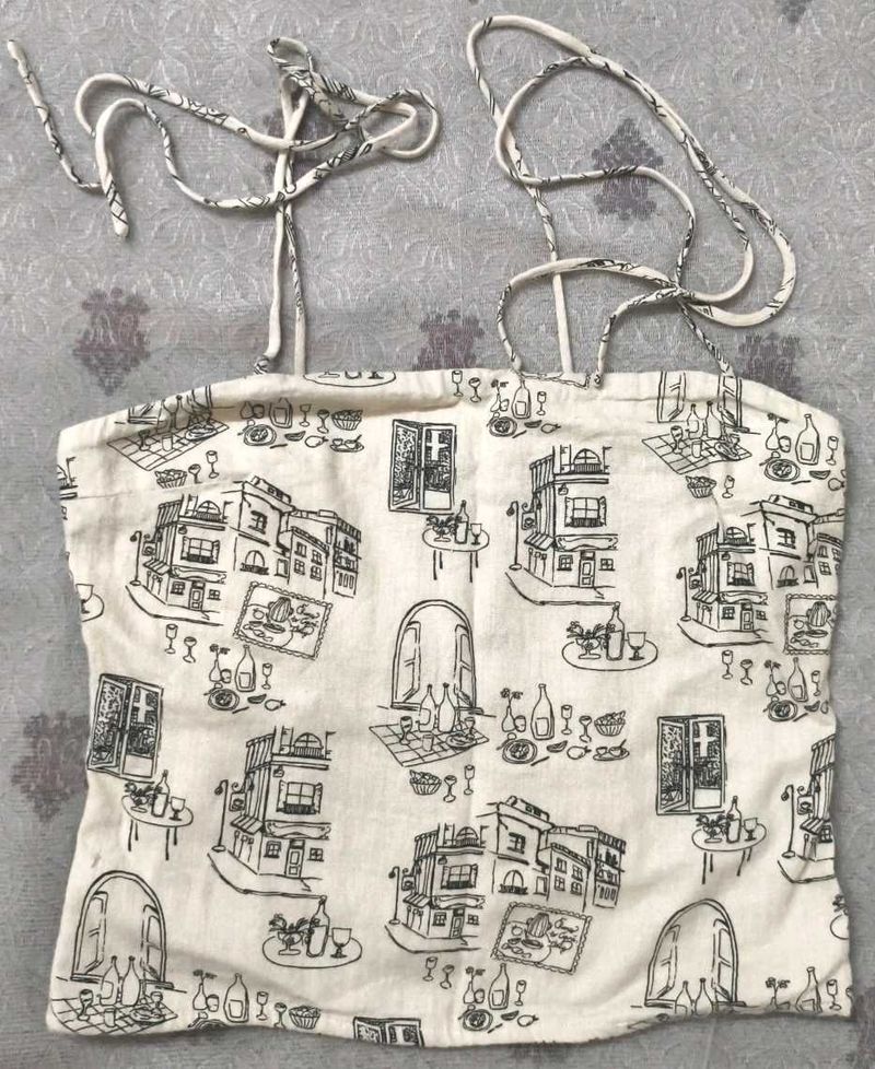 Cute Graphic Print Crop Top