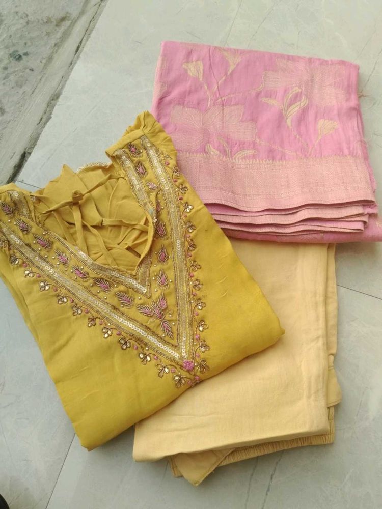 Beautiful Yellow Kurta Set with Dupatta  beautifu
