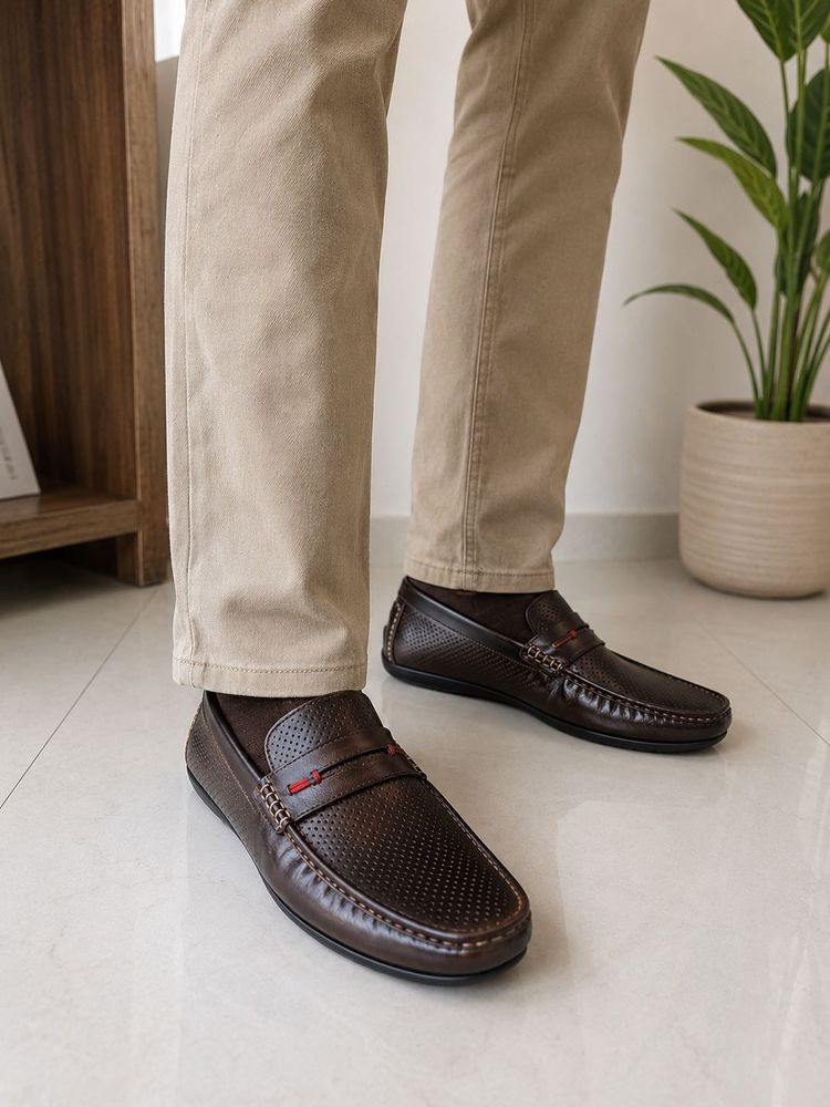 Men's Brown Faux Leather Loafers