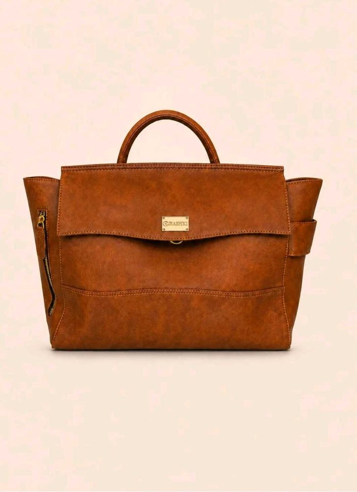 Stylish Tan Faux Leather Handbag