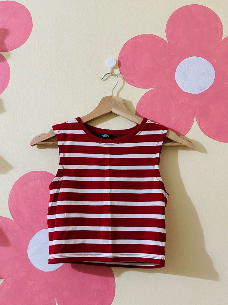 Striped Sleeveless Crop Top