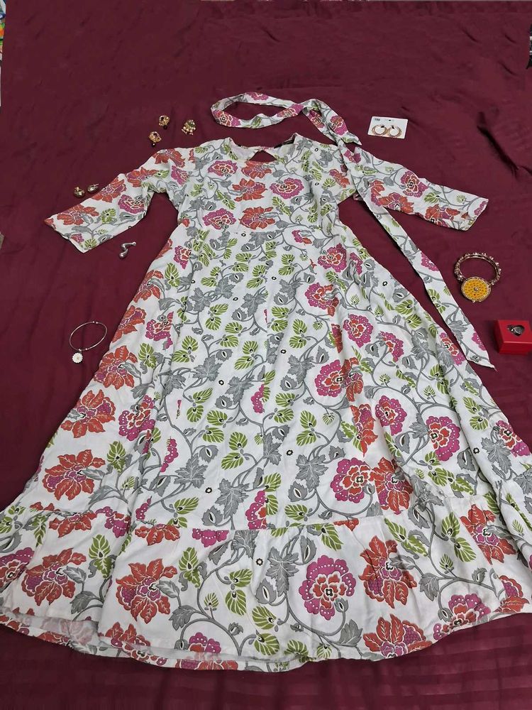 🪷Vintage Tie-up Anarkali Dress🪷