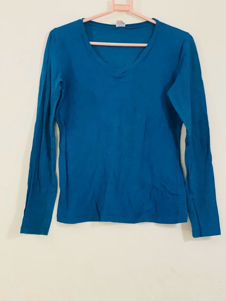 Teal Long Sleeve V-Neck Top