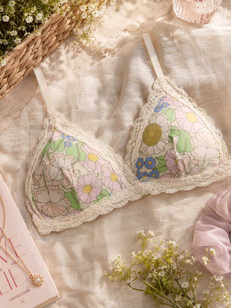 Floral Lace Trim Bralette