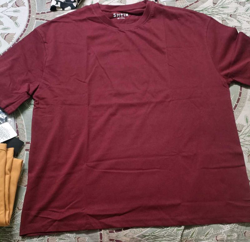 Shein Maroon T-Shirt