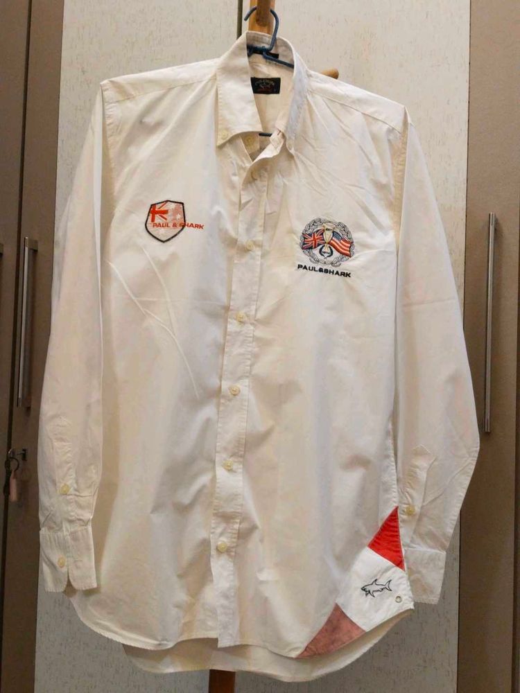 Paul &amp; Shark White Embroidered Button-Down Shirt