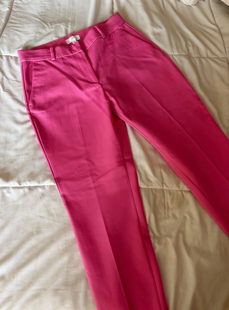Vibrant Pink High-Waisted Trousers